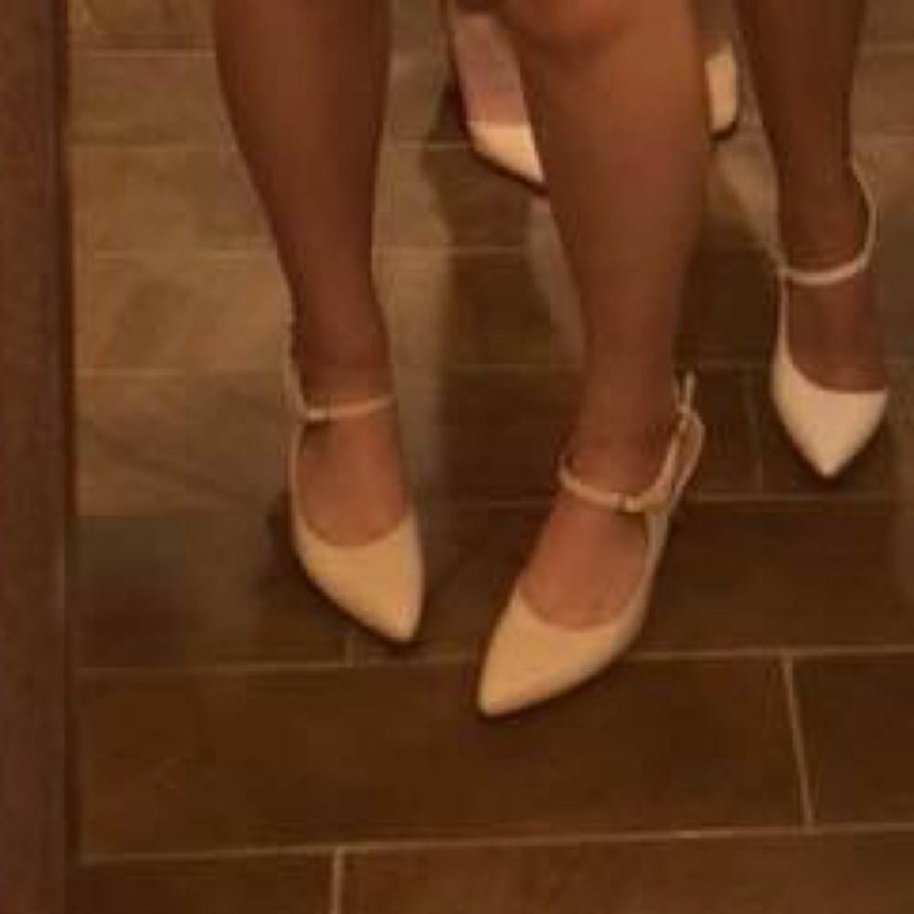 Nude Leather Close Toe Heels
